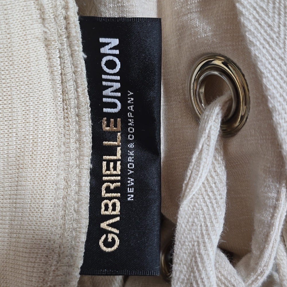 Gabrielle Union Cream Lace--Up Cropped Long Sleeve Top Size L - Picture 7 of 9